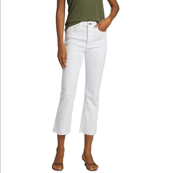NWT! RAG & BONE Mid-Rise Cropped Flare-Leg Jeans in Bright White - Picture 6 of 15